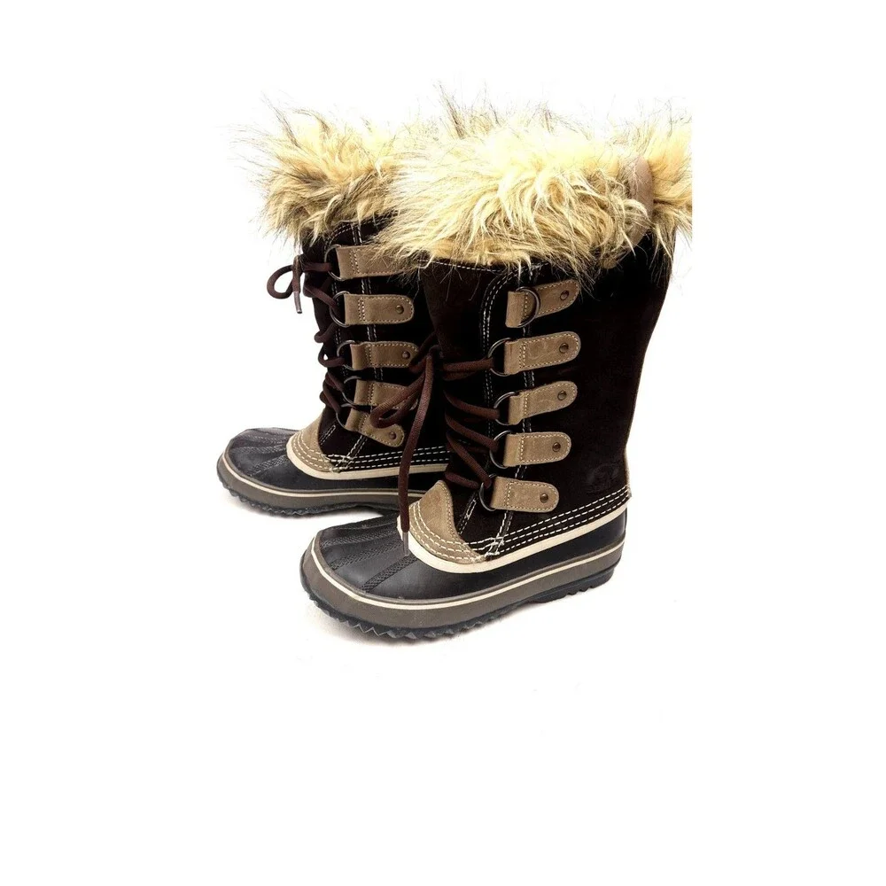 Sorel Joan of Arctic Faux Fur Brown Suede Boot US 5 Lace-Up Winter Snow Boots